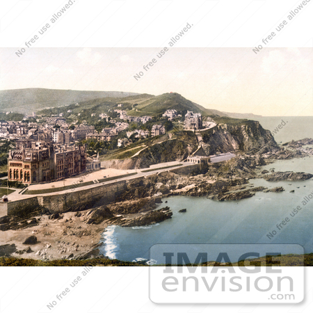 #21840 Historical Stock Photography of Coastal Hotels and Town of Ilfracombe in Devon England by JVPD