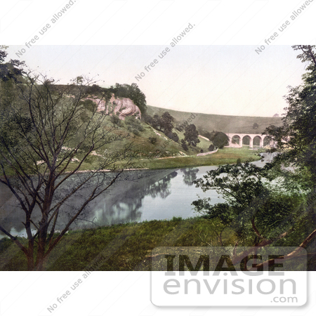 #21852 Historical Stock Photography of the Midland Railway Headstone Viaduct Over the River Wye in Monsal Dale Derbyshire England by JVPD