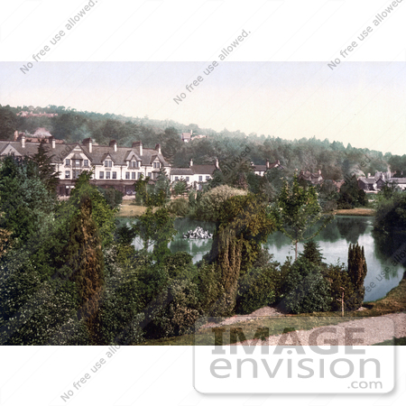 #21879 Historical Stock Photography of Ponds and Gardens at the Grange Hotel in Grange-over-Sands, Cumbria, England by JVPD