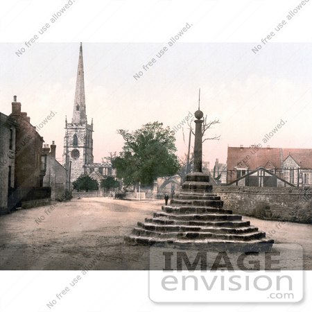#21893 Historical Stock Photography of the Market Cross, St Wystan’s Church and Repton School in Derbyshire England by JVPD