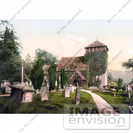 #21934 Stock Photography of the Graveyard at an Old Ivy Covered Church in Wonastow Monmouth Wales Monmouthshire Gwent England UK by JVPD