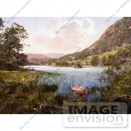 #21935 Stock Photography of a Roped Boat by the Shore at Rydal Water Lake District Cumbria England United Kingdom by JVPD