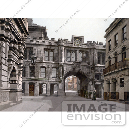 #21940 Stock Photography of a Gateway With a Clock in Stonebows Lincoln Lincolnshire England by JVPD