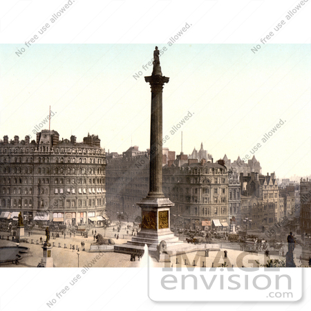 #21946 Stock Photography of the Statues, Water Fountains and Nelson’s Column in Trafalgar Square, London, England by JVPD