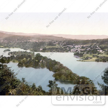 #21949 Stock Photography of an Aerial View of Bowness on Windermere, Cumbria, Lake District, England by JVPD