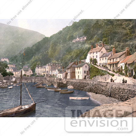 #21954 Stock Photography of Boats in the Harbour at Lynmouth Devon England by JVPD