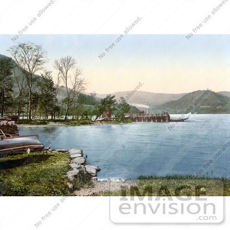 #21958 Stock Photography of a Steamer at the Howtown Pier on Ullswater Lake District England United Kingdom by JVPD