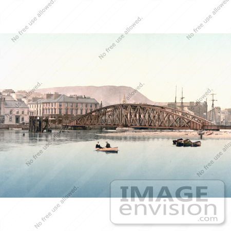 #21963 Stock Photography of Rowboats by the Stanley Hotel and Iron Bridge in Ramsey, Isle of Man, England by JVPD