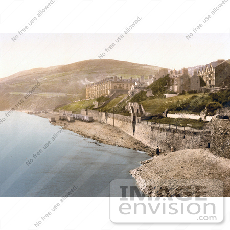 #21969 Stock Photography of Dressing Cabins on the Beach in Front of Hotels in Ramsey Isle of Man England by JVPD