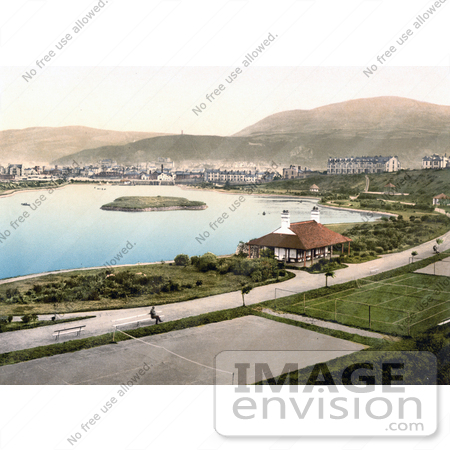 #21977 Stock Photography of Tennis Courts and Hotels Around the Mooragh Park Lake in Ramsey, Isle of Man, England by JVPD