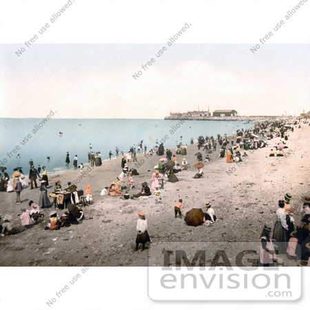 #21981 Stock Photography of People on the Beach in Morecambe, Lancashire, England, United Kingdom by JVPD