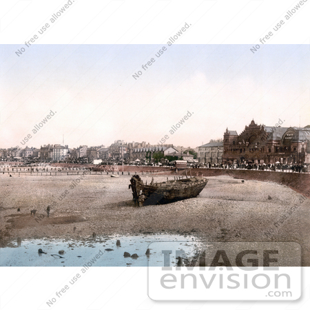 #22005 Stock Photography of a Boat on the Beach in Morecambe Lancashire England UK by JVPD