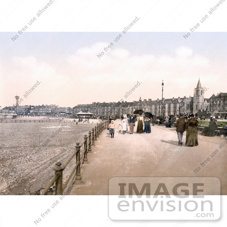 #22007 Stock Photography of People Leisurely Strolling the Promenade in Morecambe, Lancashire, England, United Kingdom by JVPD