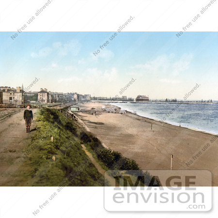 #22021 Stock Photography of a Boy Near the Beach and Royal Hotel in Lowestoft Suffolk East Anglia England UK by JVPD