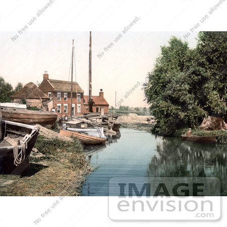 #22026 Stock Photography of Boats at the Staithe Wharf on the River Thurne in Potter Heigham, Norfolk, England by JVPD