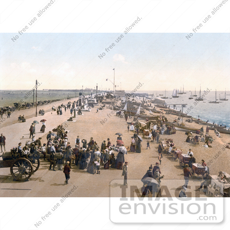 #22047 Stock Photography of the Busy Promenade and Beach at Southsea, Portsmouth, Hampshire, England, UK by JVPD