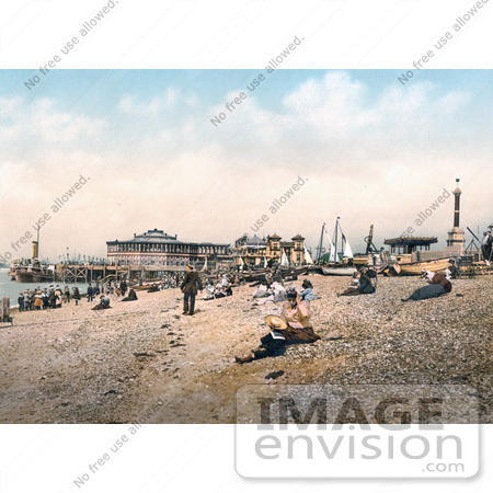 #22050 Stock Photography of People on the Beach Near the Esplanade Hotel in Southsea, Portsmouth, Hampsire, England, UK by JVPD