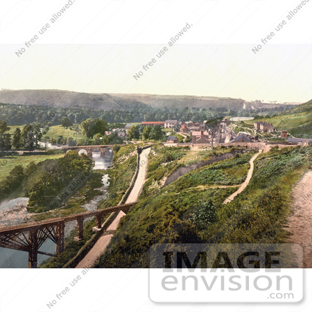 #22057 Stock Photography of the Railway Station and Rothern Bridge on the River Torridge in Torrington, Devon, England, United Kingdom by JVPD