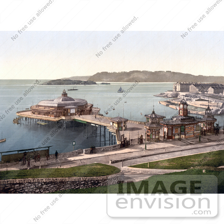 #22058 Stock Photography of the Pier and Drake’s Island in Plymouth, Dorset, England, UK by JVPD