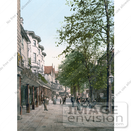 #22065 Stock Photography of People on a Street Scene With the Pantiles in Royal Tunbridge Wells Kent England by JVPD