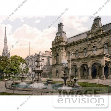 #22075 Stock Photography of a Water Fountain in Front of Government Buildings in Southport, Sefton, Merseyside, England, UK by JVPD