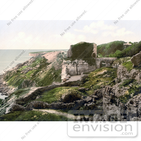 #22081 Stock Photography of the Ruins of Rufus Castle on the Coast Over Church Ope Cove, Isle of Portland, Dorset, England by JVPD