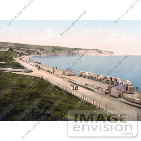 #22085 Stock Photography of Changing Cart Cabins on the Beach, For People to Change Clothes in, Swanage, Dorset, England, UK by JVPD