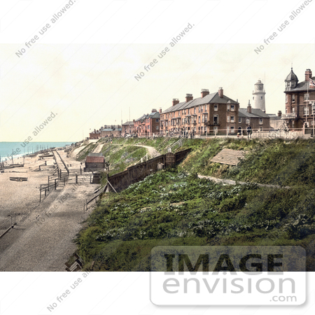 #22103 Stock Photography of the Beach and Buildings Along the North Parade Promenade in Southwell, Dorset, England, UK by JVPD