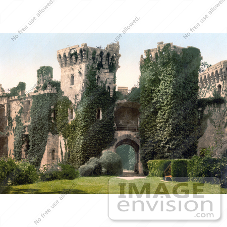 #22104 Stock Photography of the Main Gatehouse to the Castell Rhaglan Raglan Castle in Monmouthshire Wales England UK by JVPD