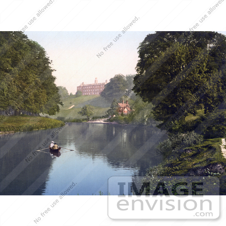 #22106 Stock Photography of People Boating in the River Severn by the Shrewsbury School in Shrewsbury, Shropshire, England, United Kingdom by JVPD