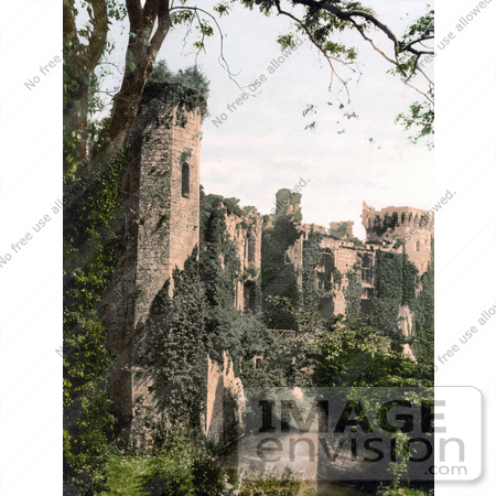 #22108 Stock Photography of the Ruins of the Raglan Castle or Castell Rhaglan Covered in Ivy Monmouthshire Wales England by JVPD