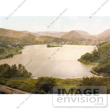 #22112 Historical Stock Photography of the Lakefront Village of Grasmere Lake District Cumbria England UK by JVPD