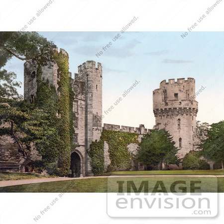 #22119 Historical Stock Photography of the Clock Tower Gateway on the Interior of the Warwick Castle in Warwick Warwickshire England UK by JVPD