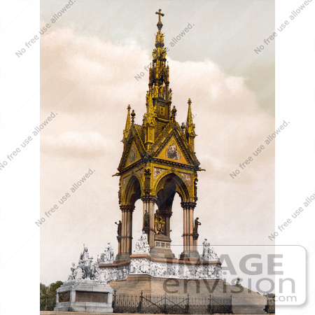 #22121 Historical Stock Photography of the Albert Memorial With the Frieze of Parnassus in Kensington Gardens London England by JVPD