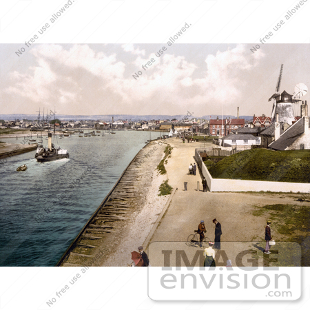 #22131 Historical Stock Photography of the Windmill at the Harbour in Littlehampton Arun West Sussex England UK by JVPD