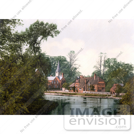 #22134 Historical Stock Photography of the Church on the River Thames in Whitechurch Dorset England by JVPD