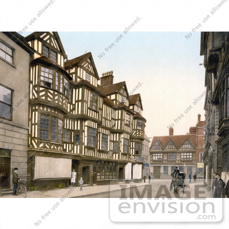 #22141 Historical Stock Photography of Tudor Buildings, Ireland’s Mansion in Shrewsbury Shropshire England UK by JVPD