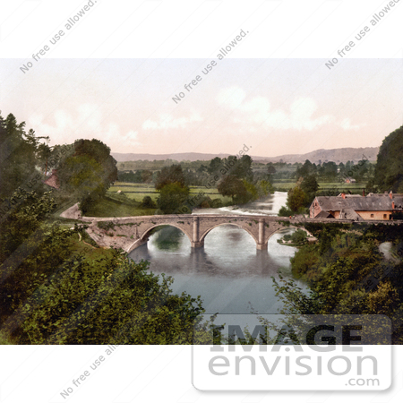 #22145 Historical Stock Photography of the Dinham Bridge Over the River Teme in Ludlow Shropshire England UK by JVPD