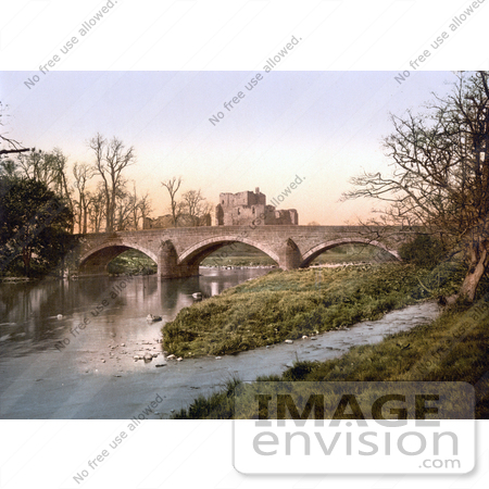 #22152 Historical Stock Photography of a Bridge Crossing the Eamont River by the Brougham Castle Ruins Near Penrith Cumbria England UK by JVPD