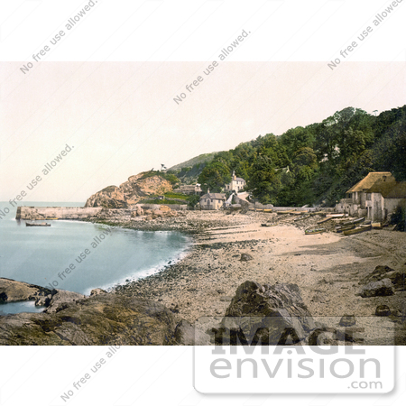 #22156 Historical Stock Photography of Boats on the Shore in Babbacombe Torquay Torbay Devon England UK by JVPD