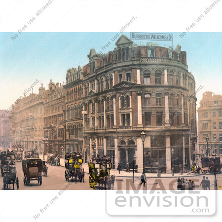 #22161 Historical Stock Photography of a Street Scene on the Holborn Viaduct in London England by JVPD