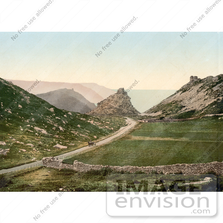 #22167 Historical Stock Photography of the Castle Rock in the Valley of Rocks Lynton and Lynmouth Devon England by JVPD