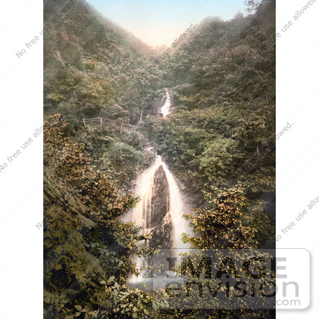 #22170 Historical Stock Photography of the Doon Glen Waterfall in Laxey Isle of Man England by JVPD