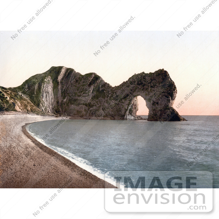 #22173 Historical Stock Photography of the Durdle Door on the Jurassic Coast Beach in Lulworth, Dorset, England by JVPD