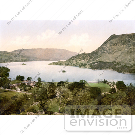 #22174 Historical Stock Photography of a Hotel on Ullswater Lake in Patterdale Lake District England UK by JVPD