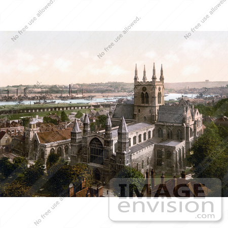 #22176 Historical Stock Photography of Steamers in the Harbour Near the Cathedral in Rochester Medway Kent England UK by JVPD