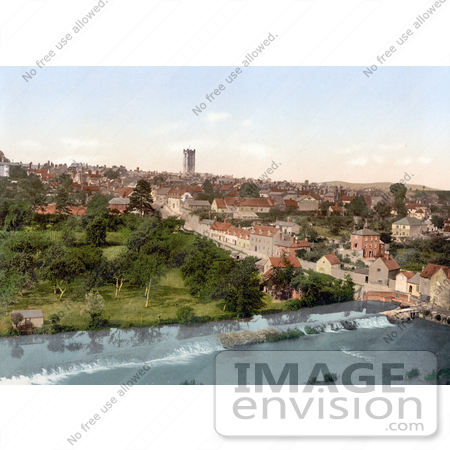 #22177 Historical Stock Photography of the Weirs on the Terne River in Ludlow Shropshire England UK by JVPD