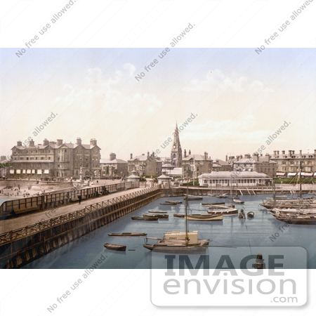 #22182 Historical Stock Photography of Boats in the Inner Harbour at Lowestoft Waveney Suffolk East Anglia England UK by JVPD