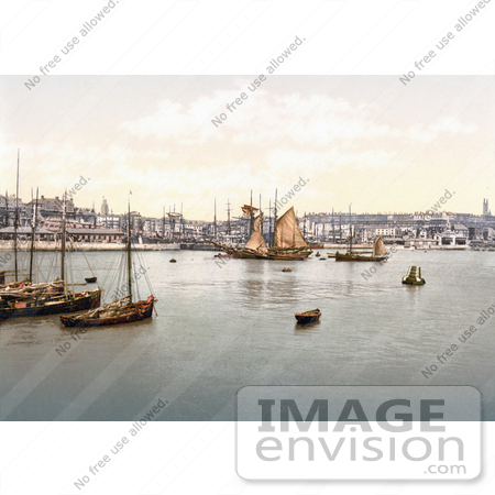 #22186 Historical Stock Photography of Ships in the Harbour in Ramsgate Thanet Kent England UK by JVPD