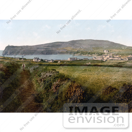 #22188 Historical Stock Photography of a Man on a Path in Port Erin Isle of Man England by JVPD